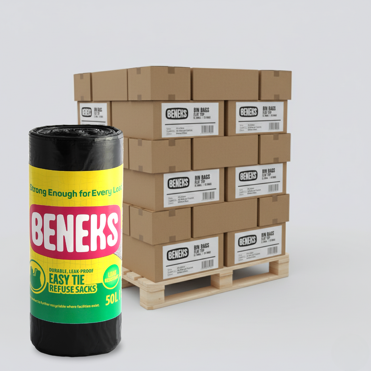 Pallet of 60 Boxes – 50L Bin Bags - Total 720  Rolls (20 Bags per Roll, Wholesale Deal, Free UK Delivery)